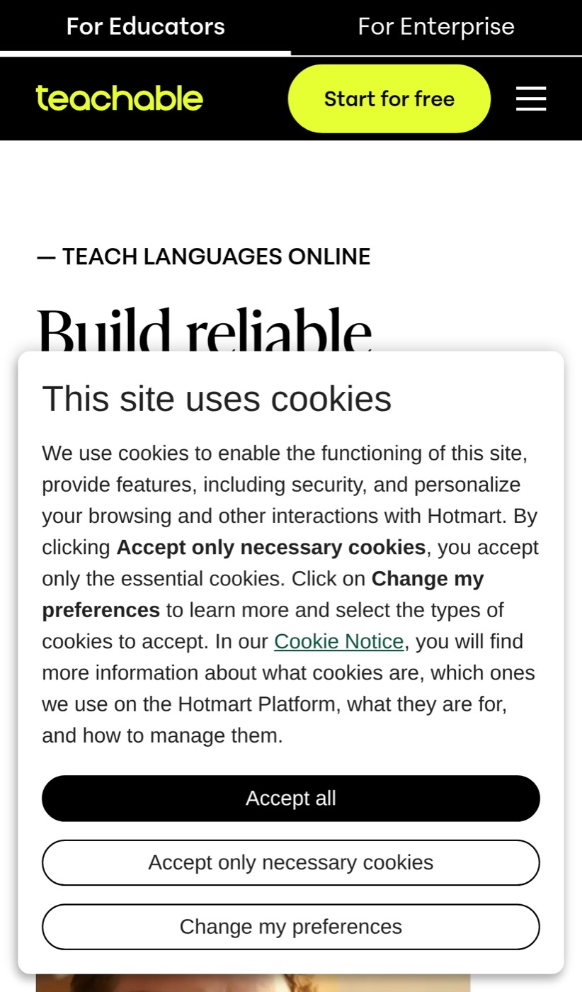 Fresh mobile paid destination with consent dialog
